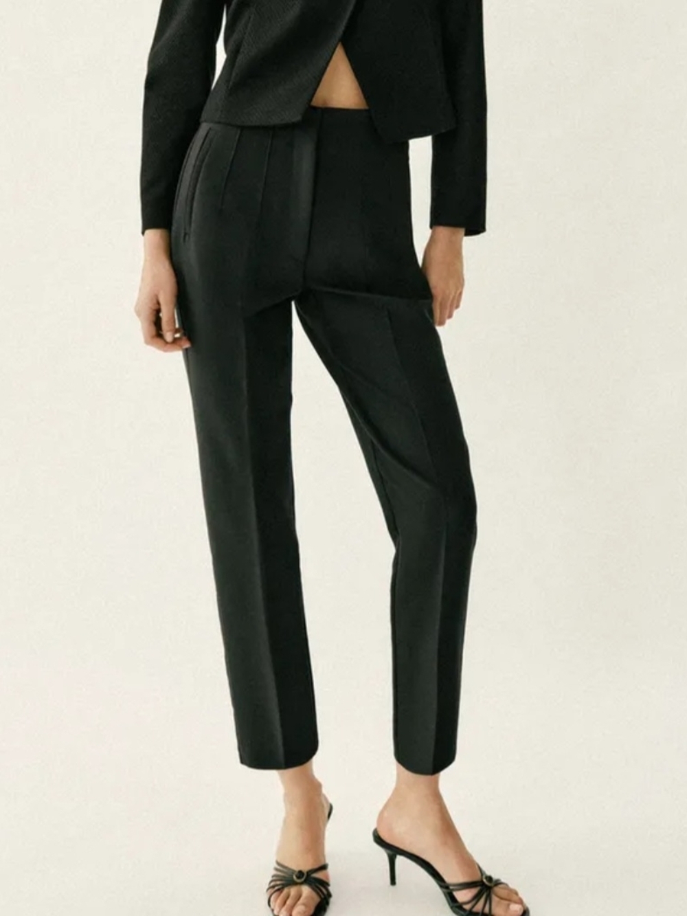Zara Black Straight-Leg Tailored Ankle Pants
